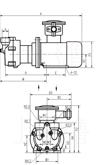 2BV2-Ex水环真空泵外形尺寸图